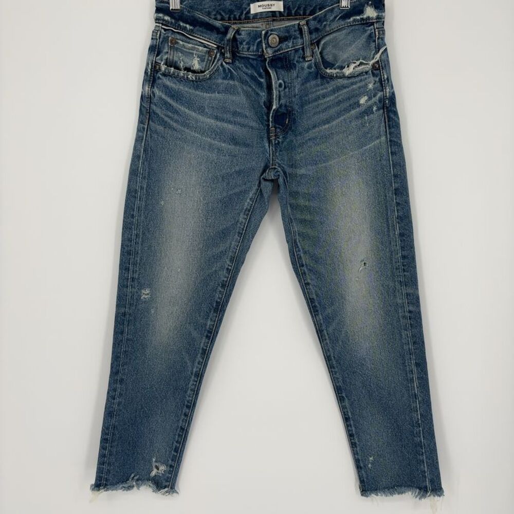 Moussy Distressed Raw Hem Denim
